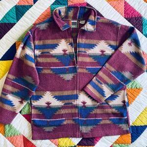Multicolor Vintage 90s Western‎ Fleece Zip-up
